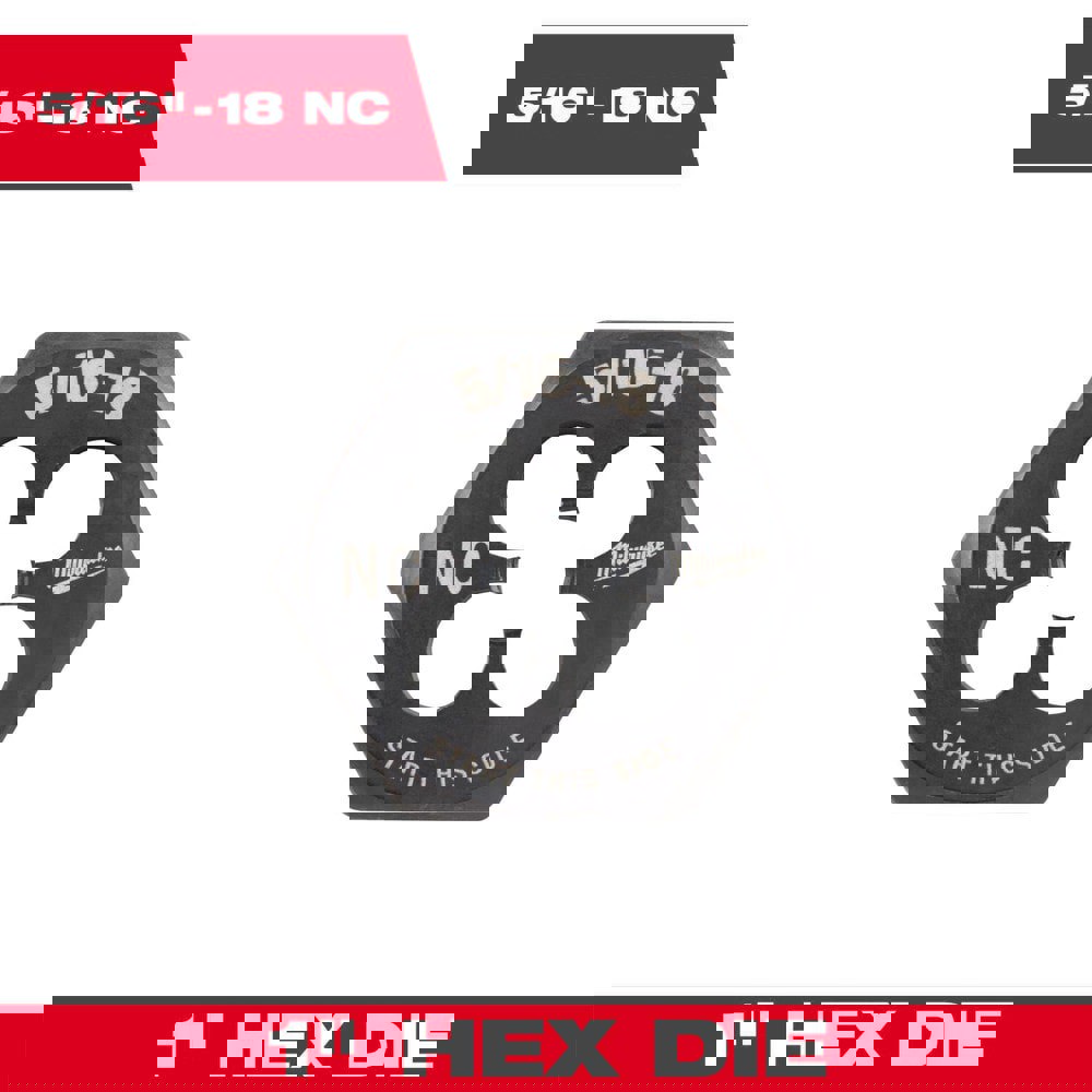 Hex Rethreading Dies; Thread Size (Inch): 5/16-18 ; Material: Carbon Steel ; Thread Direction: Right Hand ; Thread Standard: UNC ; Series: Hex-LOK ; Hex Size (Decimal Inch): 1.0000